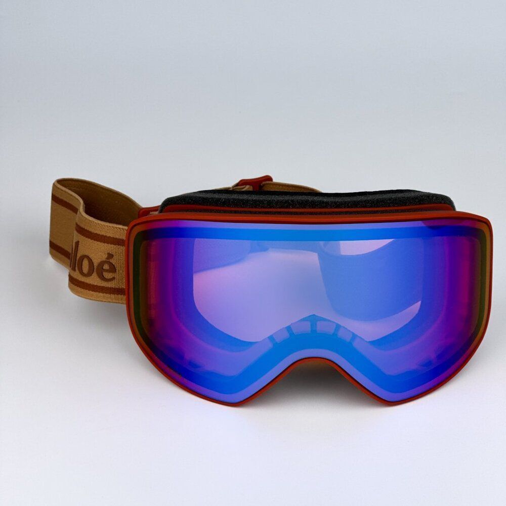 NEW Chloe CH0072S 003 Matte Rust Orange Multilayer Blue Zeiss Ski Mask CH 0072S